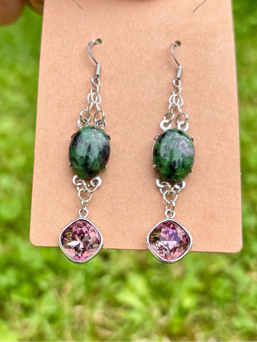 Ruby zoisite earrings. - Picture 8 of 13